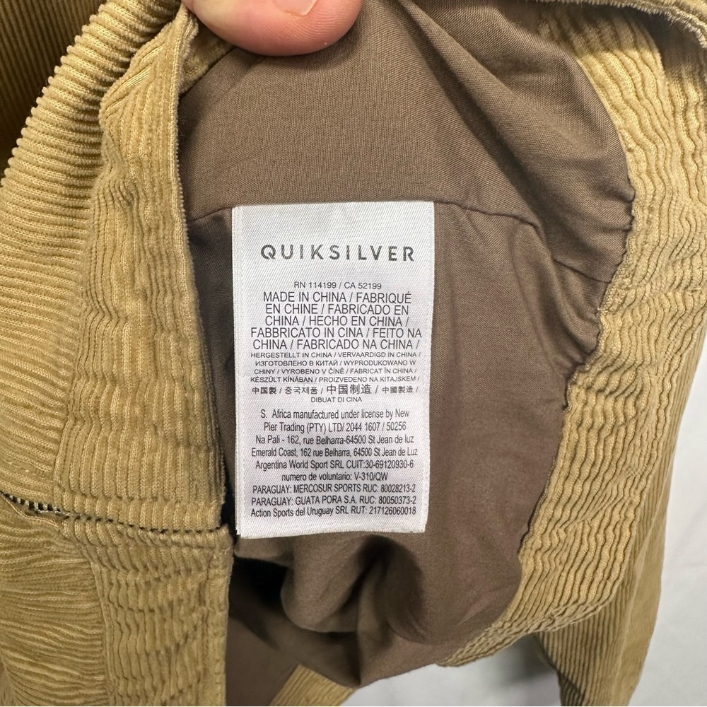 Quiksilver Men’s XL Tan Corduroy Collared Zip Jacket Workwear Casual Coat - Picture 4 of 8